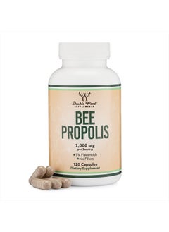 Bee Propolis Capsules 1,000mg Servings, 120 Count (Most Potent Propolis Extract Std. to 5% Flavonoids) No Fillers, Vegan Safe, Non-GMO, Gluten Free (Immune Support Supplement) by Double Wood