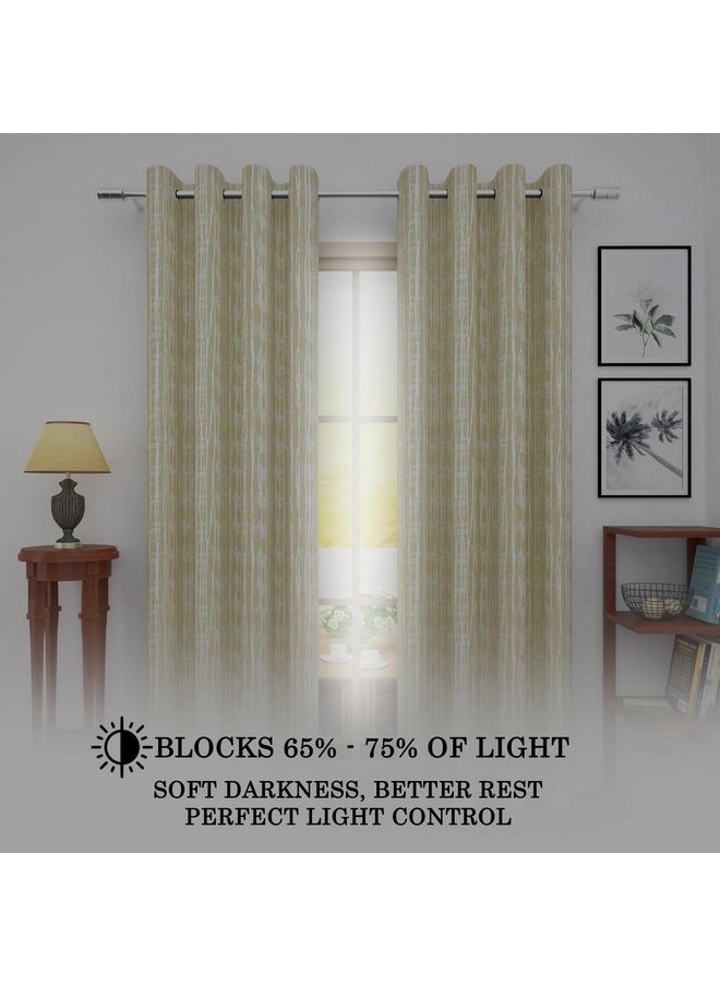 Story@Home Story@Home Room Darkening Door Curtains 7 Feet Set of 2 | Stripes Design Door Curtain | Thermal Insulated Curtains | Curtains for Living Room | (116 x 215 cm, Cream) | Perfect for Home Decor  - Image 3