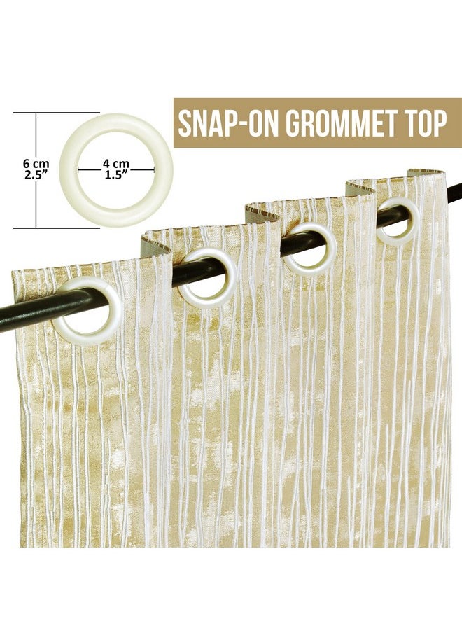 Story@Home Story@Home Room Darkening Door Curtains 7 Feet Set of 2 | Stripes Design Door Curtain | Thermal Insulated Curtains | Curtains for Living Room | (116 x 215 cm, Cream) | Perfect for Home Decor  - Image 5