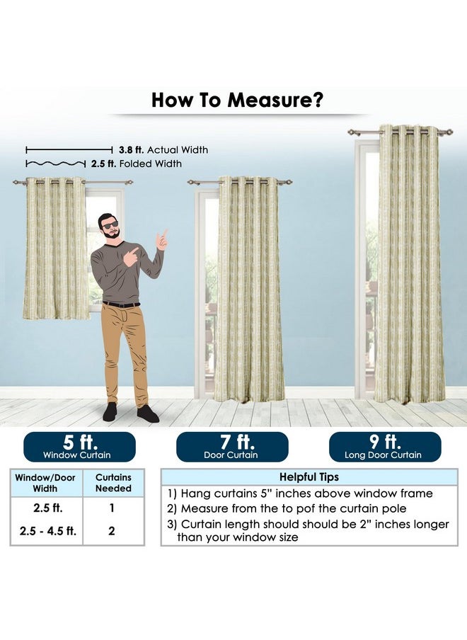 Story@Home Story@Home Room Darkening Door Curtains 7 Feet Set of 2 | Stripes Design Door Curtain | Thermal Insulated Curtains | Curtains for Living Room | (116 x 215 cm, Cream) | Perfect for Home Decor  - Image 2