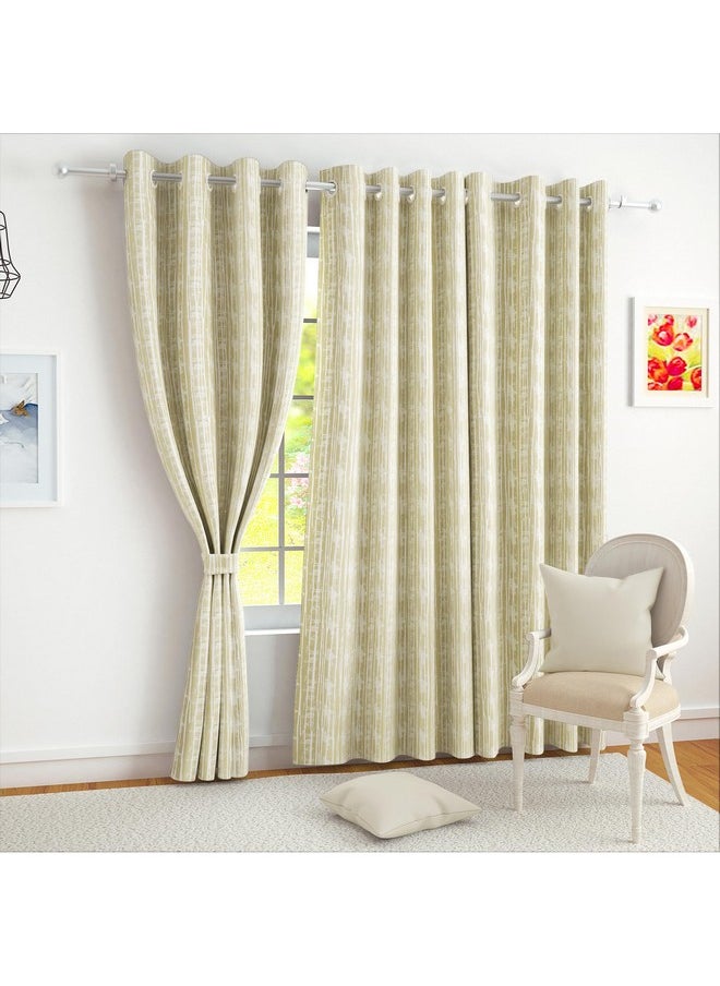 Story@Home Story@Home Room Darkening Door Curtains 7 Feet Set of 2 | Stripes Design Door Curtain | Thermal Insulated Curtains | Curtains for Living Room | (116 x 215 cm, Cream) | Perfect for Home Decor  - Image 1