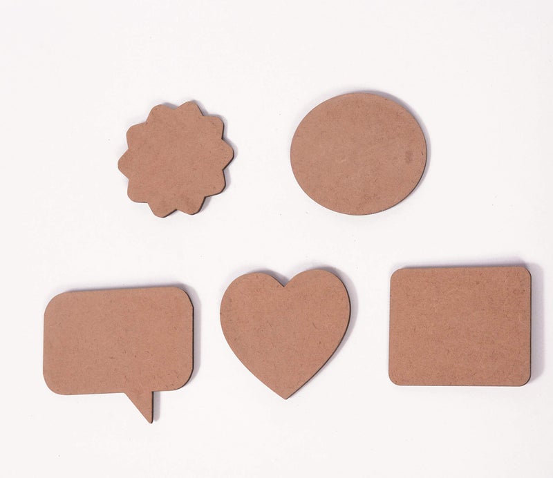 IVEI DIY MDF Wood Sheet Craft Magnet - Plain MDF Fridge Magnet Blanks Cutouts Set for Painting Wooden Sheet Craft, Decoupage, Resin Art Work & Decoration (Mixed Set of 20) - Image 1