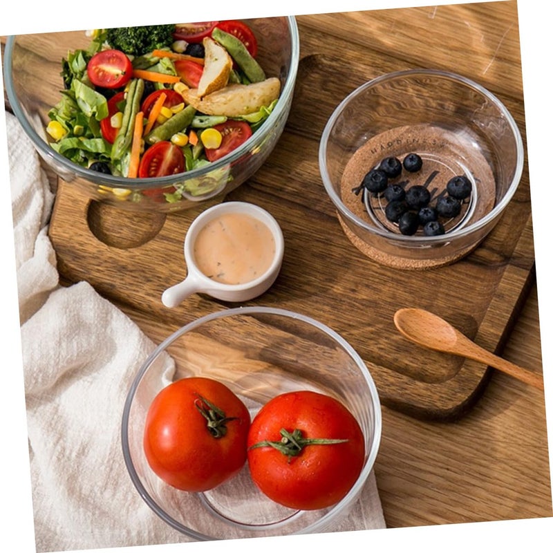 Thickened Heat Resistant Glass Salad Mixing Bowls Set 3 Pieces For Kitchen Serving - Image 5