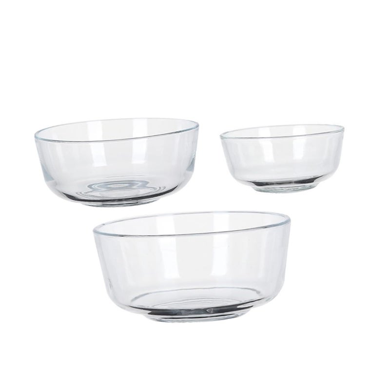 Thickened Heat Resistant Glass Salad Mixing Bowls Set 3 Pieces For Kitchen Serving - Image 2