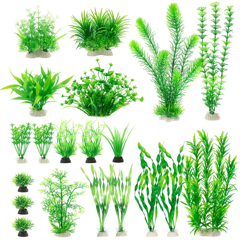 MyLifeUNIT Aquarium Plants, 20 Pack Artificial Fish Tank Plants for Aquarium Decorations (Green) - Image 1