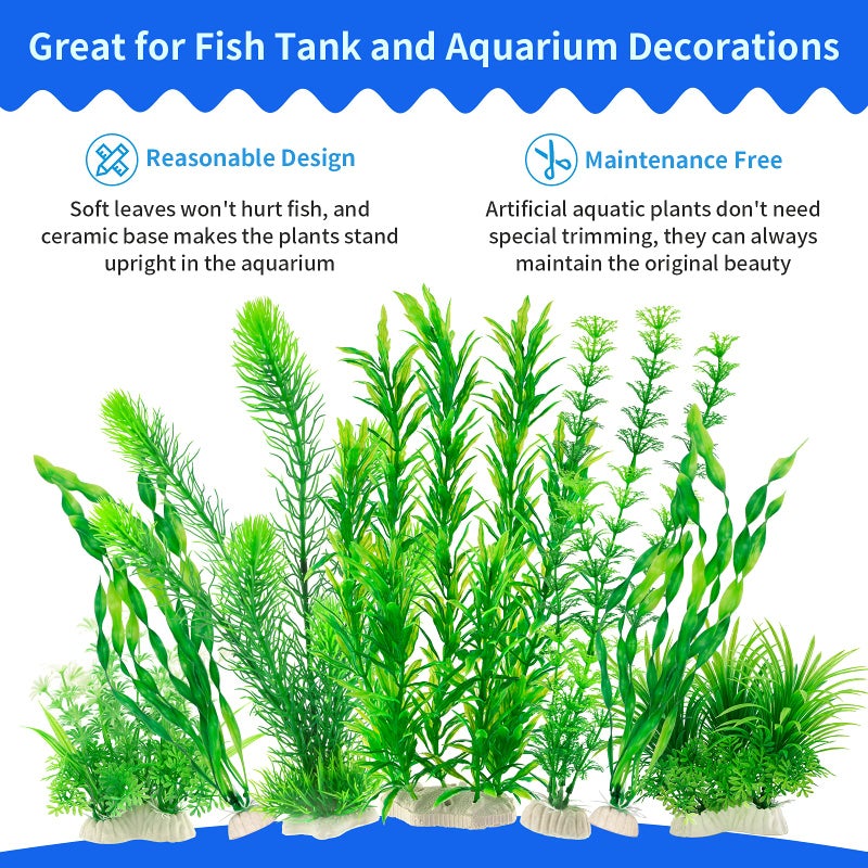 MyLifeUNIT Aquarium Plants, 20 Pack Artificial Fish Tank Plants for Aquarium Decorations (Green) - Image 2