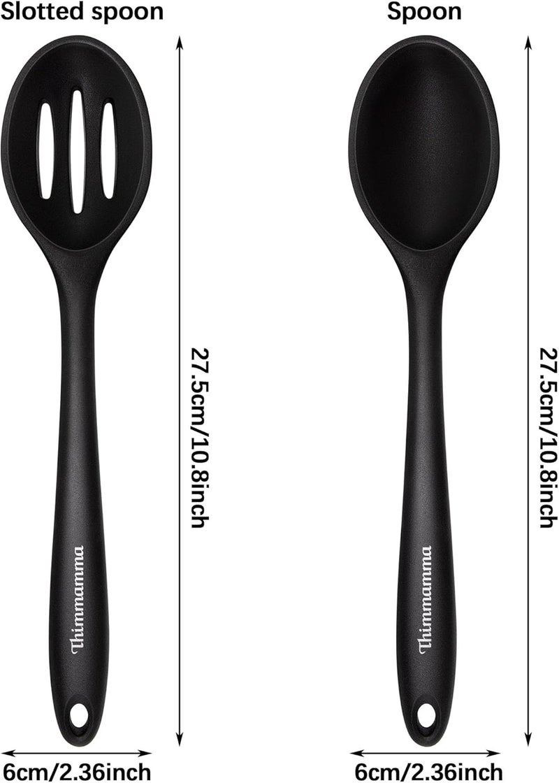 Thimmamma Silicone Cooking Spoon, Nonstick Kitchen Spoons for Cooking, Slotted and Solid Serving Spoon Heat Resistant, Silicone Mixing Spoons Basting for Nonstick Cookware 4 Pack - Image 4