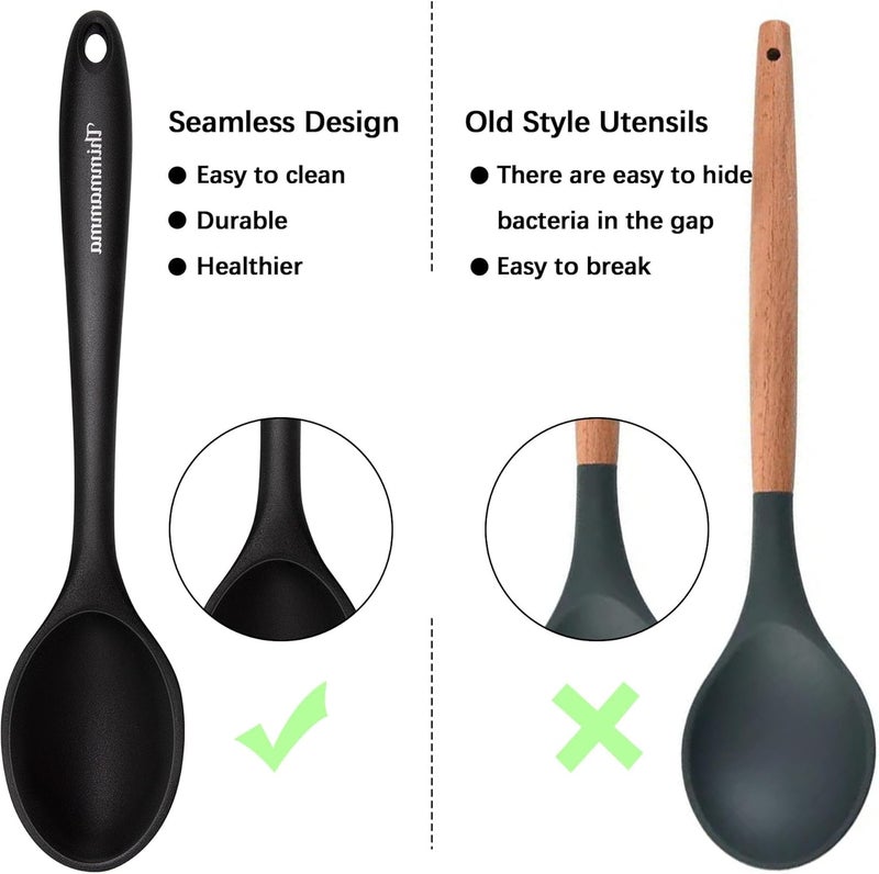 Thimmamma Silicone Cooking Spoon, Nonstick Kitchen Spoons for Cooking, Slotted and Solid Serving Spoon Heat Resistant, Silicone Mixing Spoons Basting for Nonstick Cookware 4 Pack - Image 3