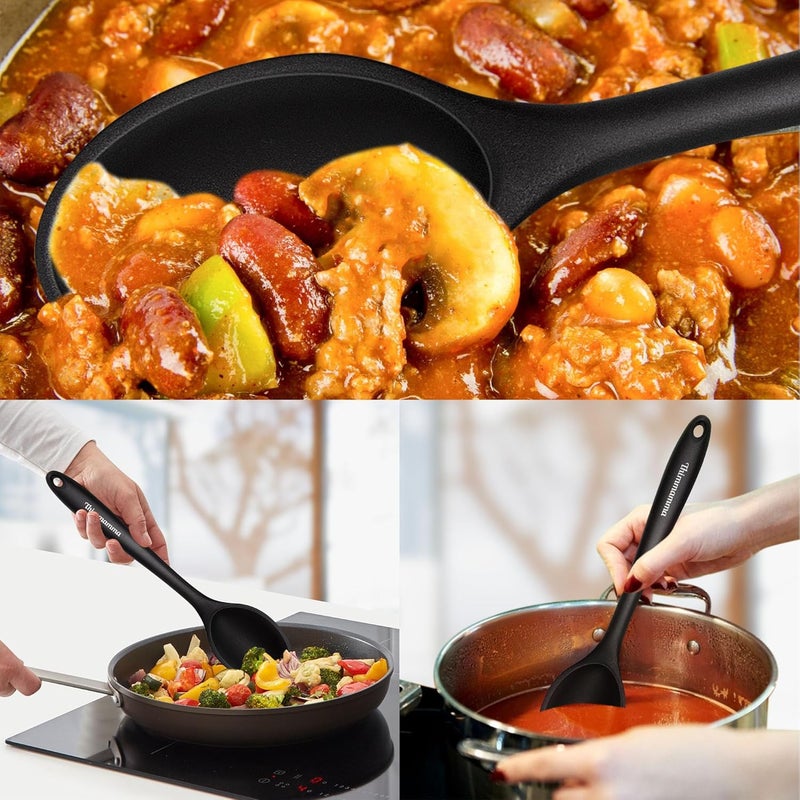 Thimmamma Silicone Cooking Spoon, Nonstick Kitchen Spoons for Cooking, Slotted and Solid Serving Spoon Heat Resistant, Silicone Mixing Spoons Basting for Nonstick Cookware 4 Pack - Image 5