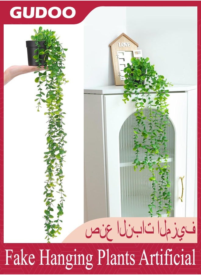 GUDOO 3 Pcs Fake Hanging Plants Artificial Eucalyptus Plant for Wall Room Home Office Indoor Outdoor Shelf Decor  - Image 2