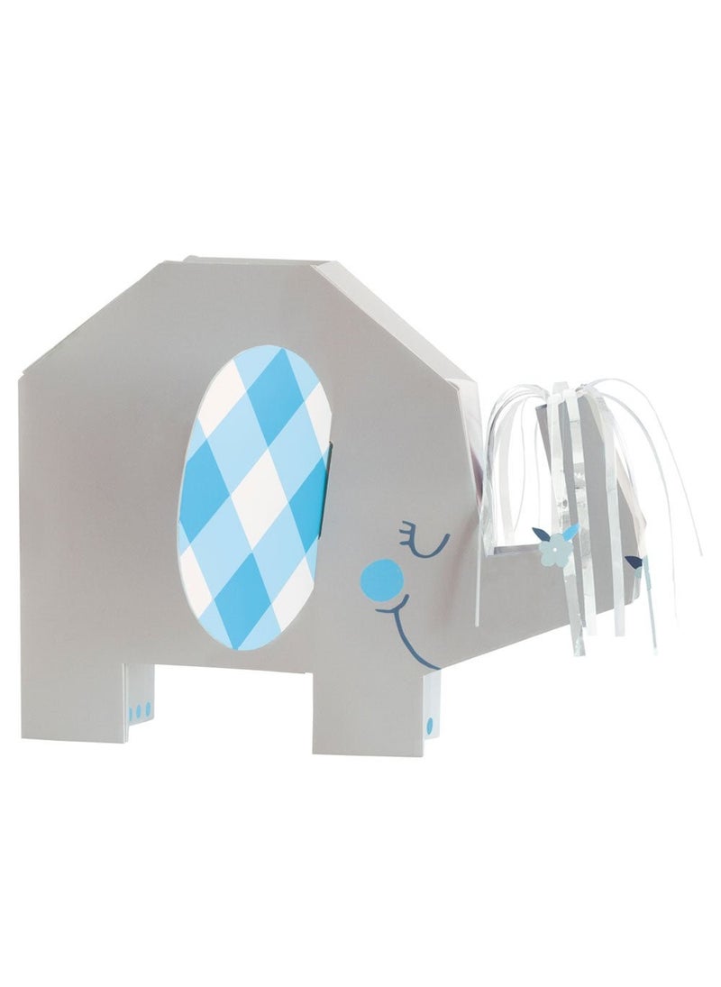 Unique Baby Shower Elephant Expandable Blue Gray Cardboard 18x23cm - Image 1