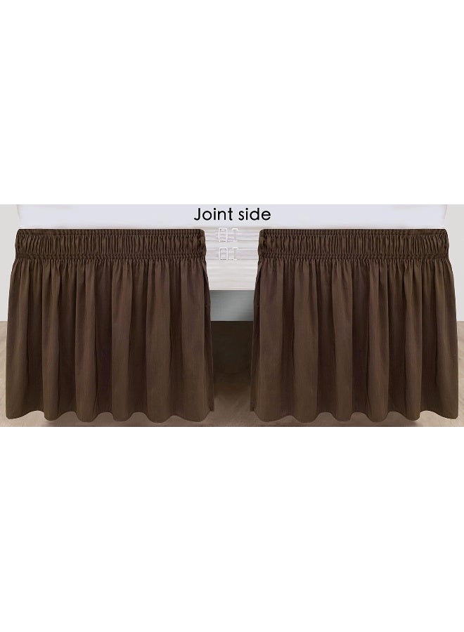 Biscaynebay Wrap Around Bed Skirts for King & Cal King Beds 15 Inches Drop, Brown Elastic Dust Ruffles Easy Fit Wrinkle & Fade Resistant Silky Luxurious Fabric Solid Machine Washable - Image 4