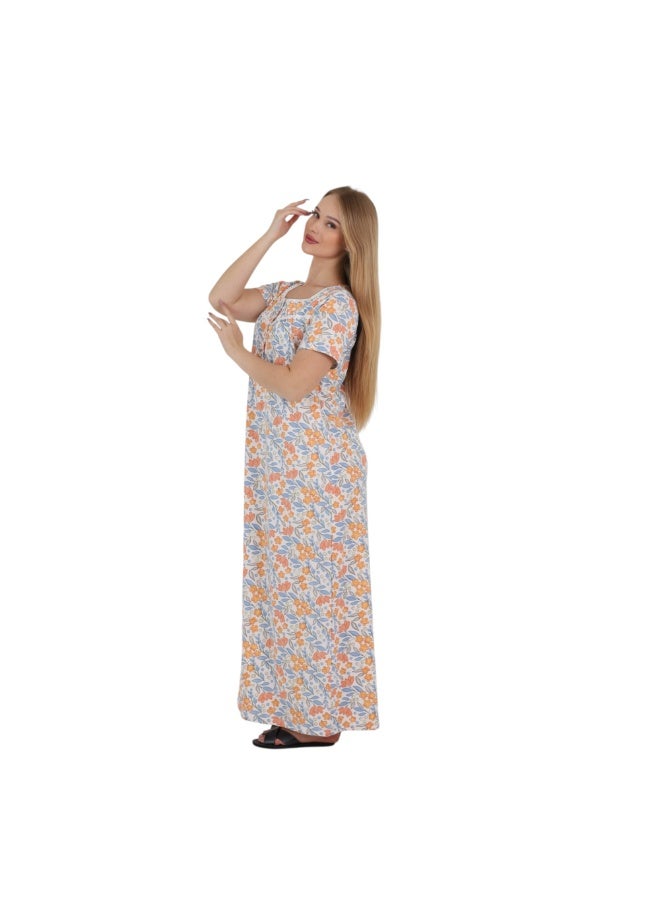 zecotex  Women's Egyptian Cotton Floral Maxi Nightgown - Soft, Breathable Short Sleeve Sleep Dress (M-6XL) - Image 4