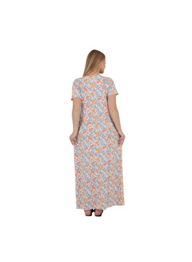 zecotex  Women's Egyptian Cotton Floral Maxi Nightgown - Soft, Breathable Short Sleeve Sleep Dress (M-6XL) - Image 5