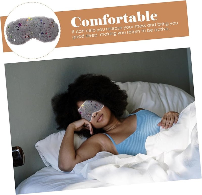 4Pcs Portable Plush Lightproof Eye Mask Set For Travel Sleep Gray Pink Pearl White Purple - Image 3