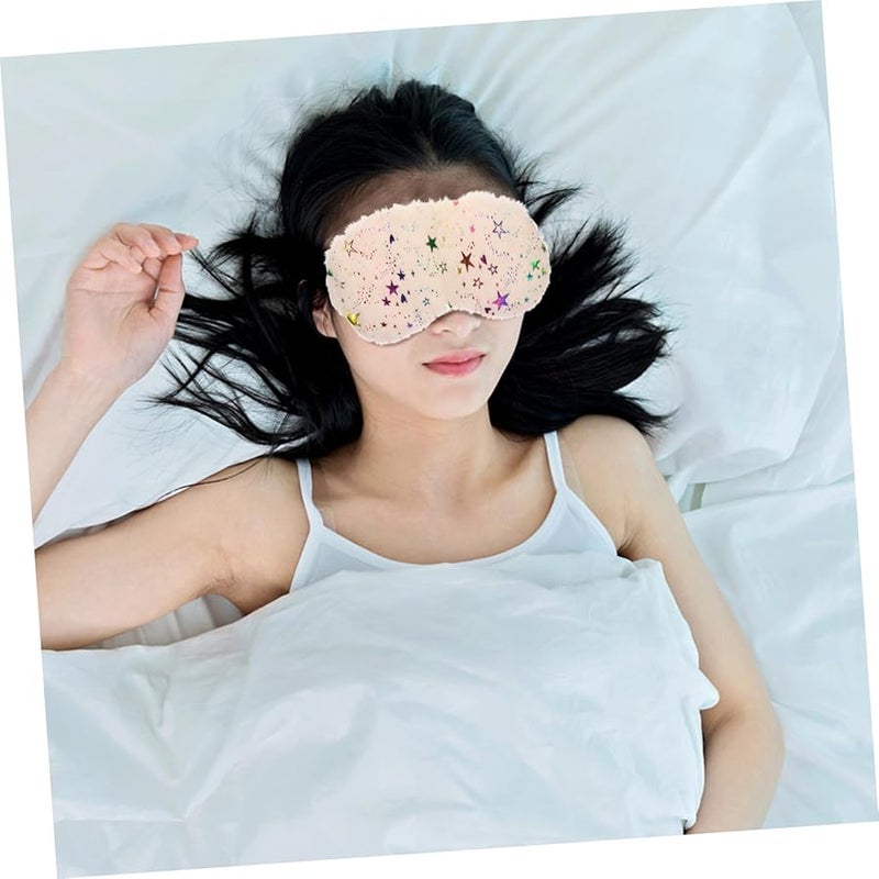 4Pcs Portable Plush Lightproof Eye Mask Set For Travel Sleep Gray Pink Pearl White Purple - Image 5