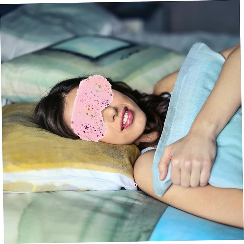 4Pcs Portable Plush Lightproof Eye Mask Set For Travel Sleep Gray Pink Pearl White Purple - Image 4