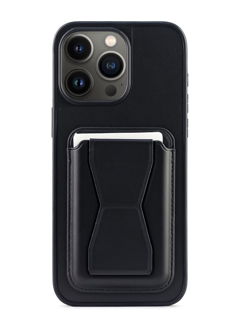 Leather back cover with card wallet Foldable Shockpoof Case compatible with Iphone 11 Pro Max (Black)  - Image 1