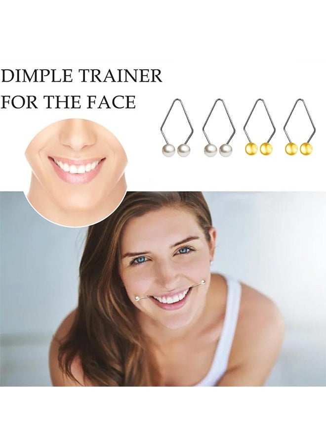 HY 4 Pcs Dimple Maker for Cheeks Clip, Raise The Corners of The Mouth Mouth Exerciser, Training Face Lift Beauty Smile Tool, Easy To Wear(silver, gold colors)  - Image 4