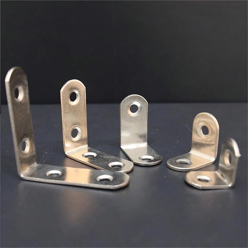 Stainless Steel Corner Brackets 40 Pcs L Type 90 Degree Right Angle Fixator 16 x 25 for Shelves Furniture Cabinet - Image 4