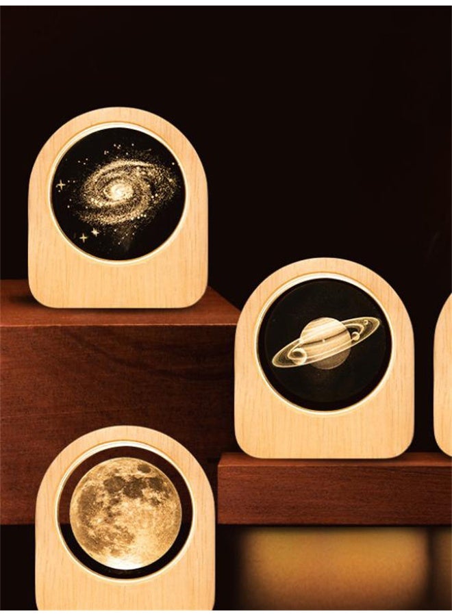 هومستر 3D زحل كريستال كرة المصباح، دافئ ضوء خشبي قاعدة كريستال المصباح للأطفال، المراهقين، الكبار، مكتب المنزل مكتب غرفة النوم ديكور - Image 4