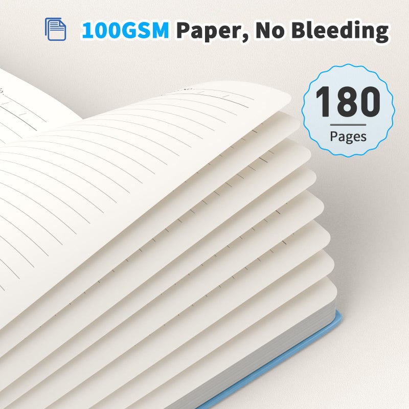 Oucaru Lined Journal Notebook, 4 Pack, 180 Pages, A5 Journals for Writing, 100 GSM Thick Paper, Small Notebooks Daily Journal for Women Men Work, Business, School, Travel Supplies - Image 4