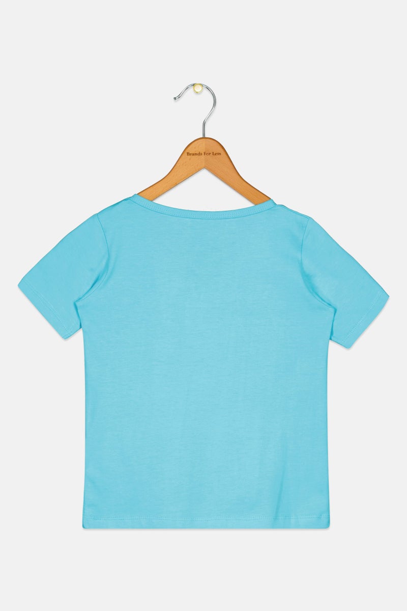 Reebok Toddlers Girl V Neck Short Sleeve Outdoor T-Shirt, Turquoise - Image 2