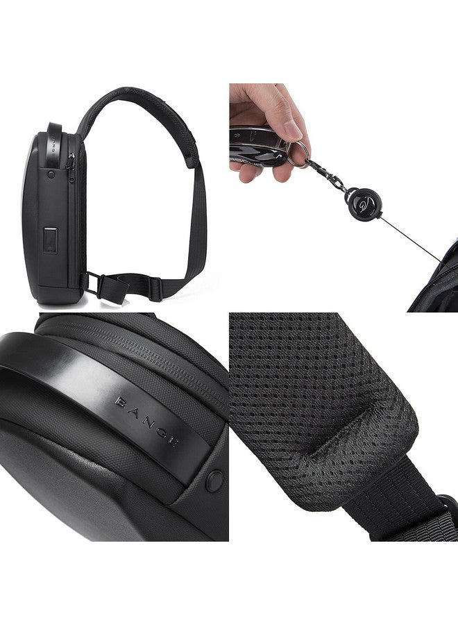 BANGE حقيبة صدر باندج المقاومة للماء من TPU للرجال والنساء مع شحن USB (أسود) - Image 4