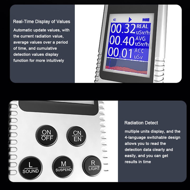 Handheld Portable Nuclear Radiation Detector Household Laboratory Digital LCD Display Multi-function Radioactive Geiger Counter - Image 2
