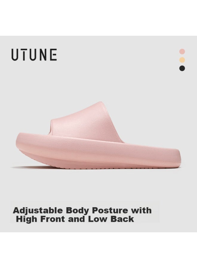 Utune Women's Platform Slippers With Negative Heel, Non-slip Indoor Stretching Shoes, High Front Low Back Couple Slippers For Summer, Pink, Size 39-40 - Image 1