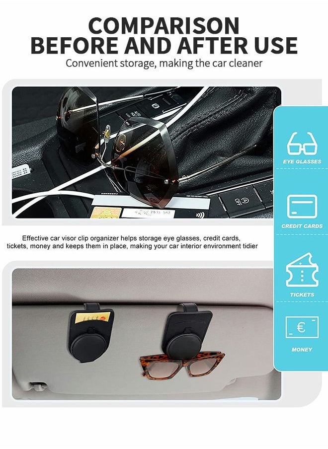 GROIC - Sunglass Holder for Car Visor,Visor Organizer,Black Leather Clip with sunglass,Leather Cards Glasses and Tickets Hidden Magnet Adsorption,Car Interior - Image 1