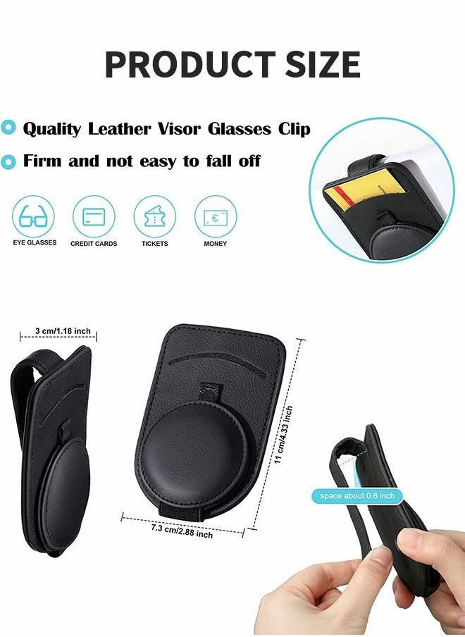 GROIC - Sunglass Holder for Car Visor,Visor Organizer,Black Leather Clip with sunglass,Leather Cards Glasses and Tickets Hidden Magnet Adsorption,Car Interior - Image 1
