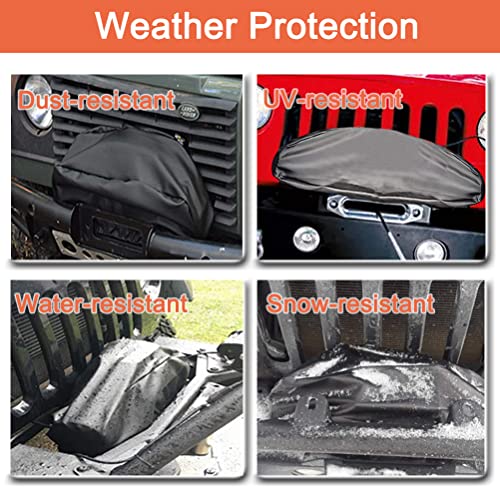 Oslimea Winch Cover Waterproof 420D Heavy Duty Dust-proof Winch Protection Cover for Electric Winches 8000-15000 lbs, Black - Image 5