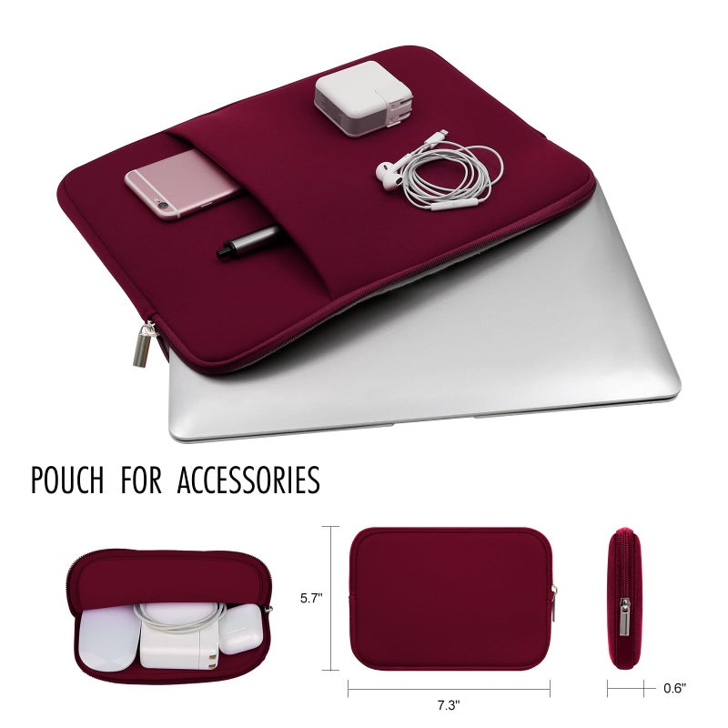 RAINYEAR make life easier RAINYEAR 16 Inch Laptop Sleeve Protective Soft Case Padded Cover Carrying Bag with Front Pocket & Accessories Pouch, Specially Compatible with 2021 2022 16" MacBook Pro M1 for Model A2141 A2485 (Red)  - Image 2