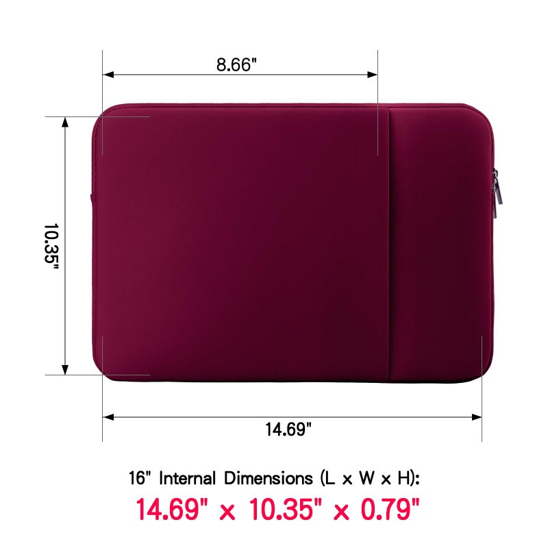 RAINYEAR make life easier RAINYEAR 16 Inch Laptop Sleeve Protective Soft Case Padded Cover Carrying Bag with Front Pocket & Accessories Pouch, Specially Compatible with 2021 2022 16" MacBook Pro M1 for Model A2141 A2485 (Red)  - Image 5