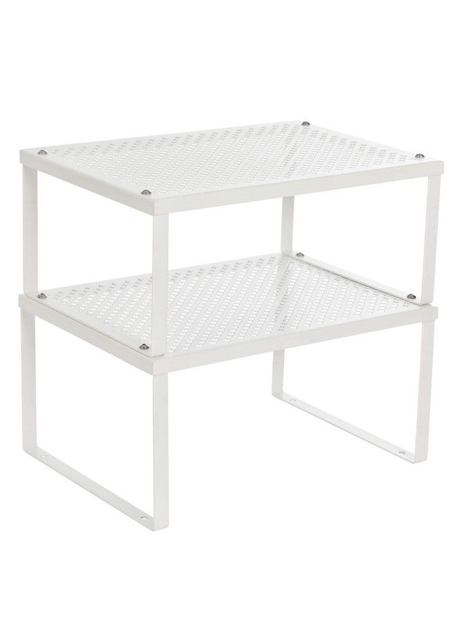 SONGMICS SONGMICS Spice Racks, Set of 2 Metal Cabinet Shelf Organizers, Countertop Organizers, Shelf Risers, Stackable, Expandable, White UKCS01WT  - Image 1