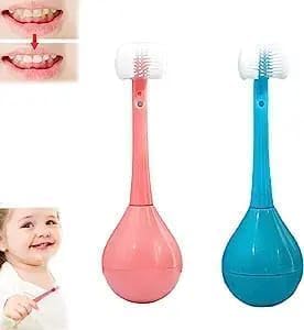 VATTU Kids Three-Sided Toothbrush, Soft Bristles, Training Design, 2-Pack - Image 1