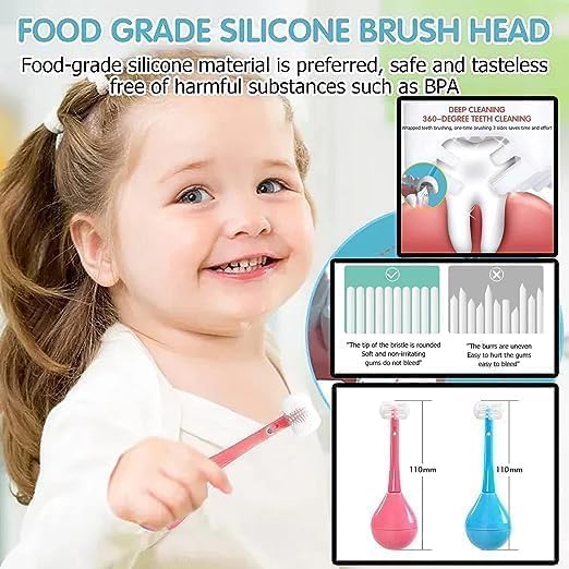 VATTU Kids Three-Sided Toothbrush, Soft Bristles, Training Design, 2-Pack - Image 2