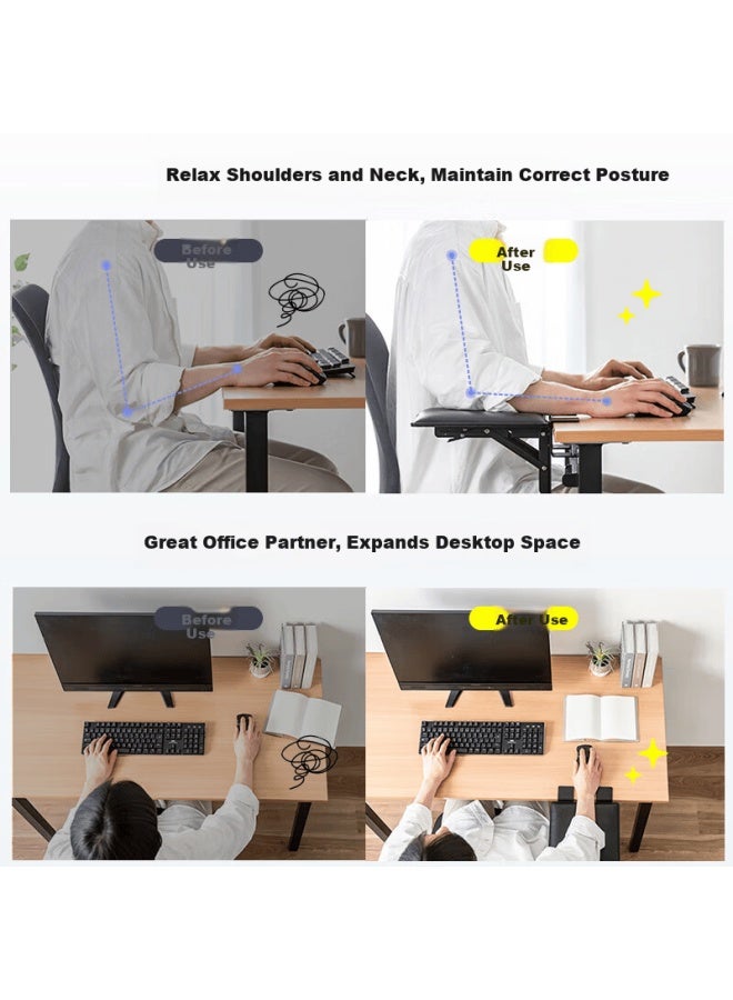 SANWA Sanye Ergonomic Armrest Lazy Wrist Rest Desktop Extension Board Pu Mouse Pad Easy Clean Sponge Filled Clamp-on No Drilling Steel Square Foldable Tok024 - Image 1