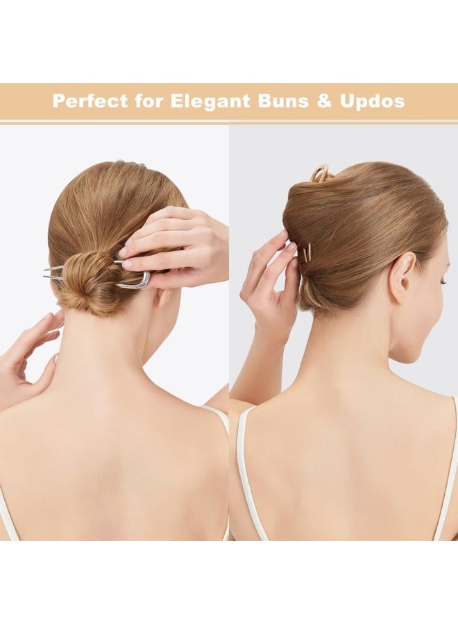 Srevela 3 Pcs Metal French Hair Pins for Women Girls, U-Shaped French Twis Hair Pins for Buns, Elegant Hairstyle Accessories - Image 4