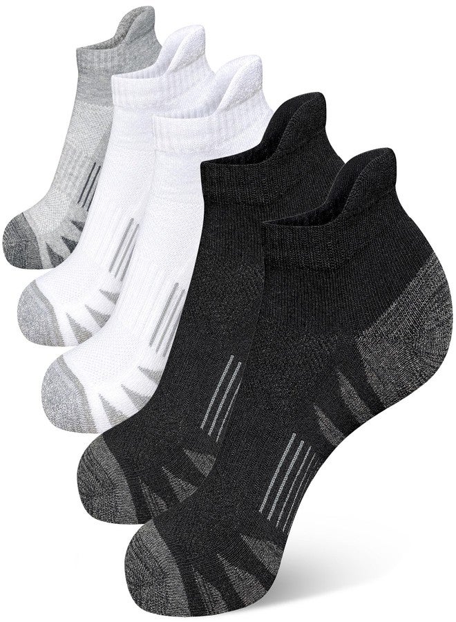 Heyoboy Men's Athletic Cushioned Cotton Socks, Anti-blister Wicking Breathable Running Ankle Socks 5 Pairs - Image 1