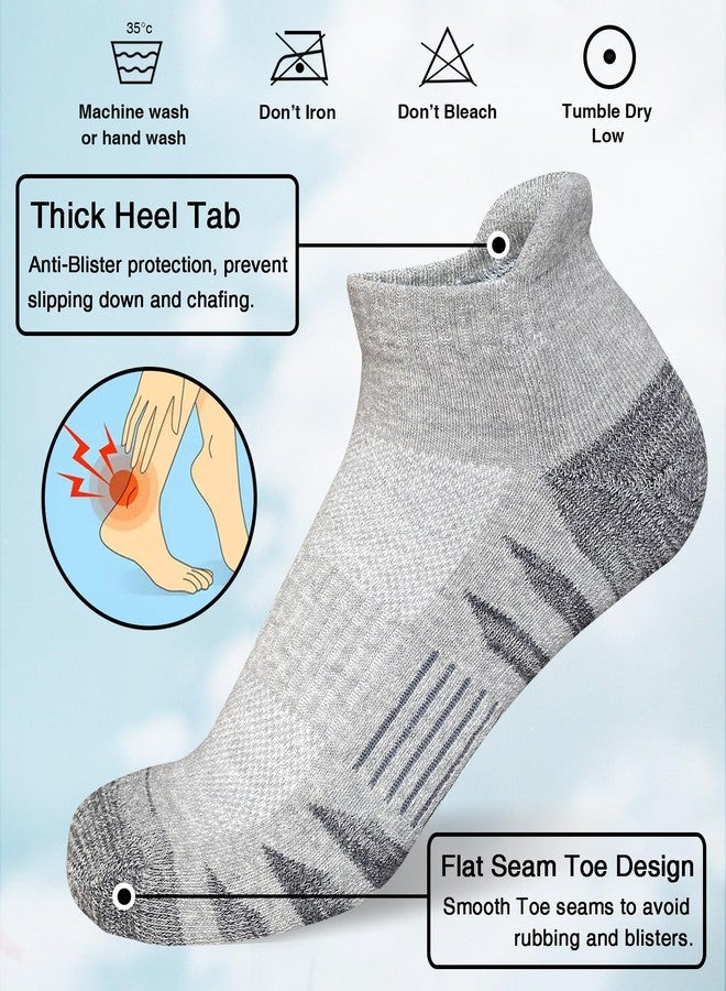 Heyoboy Men's Athletic Cushioned Cotton Socks, Anti-blister Wicking Breathable Running Ankle Socks 5 Pairs - Image 4