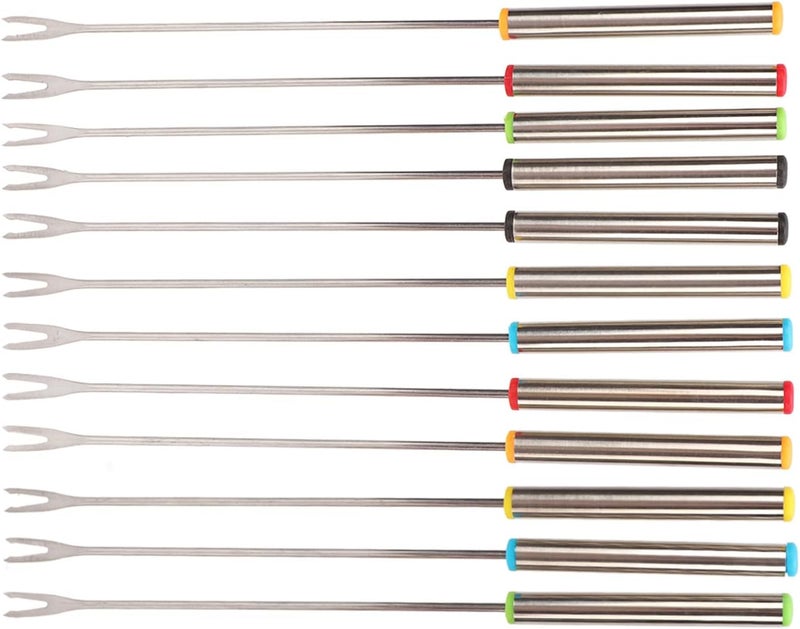 12pcs Stainl Steel Fondue Forks with Colorful Handles and Heat G for Fondue Experience - Image 5