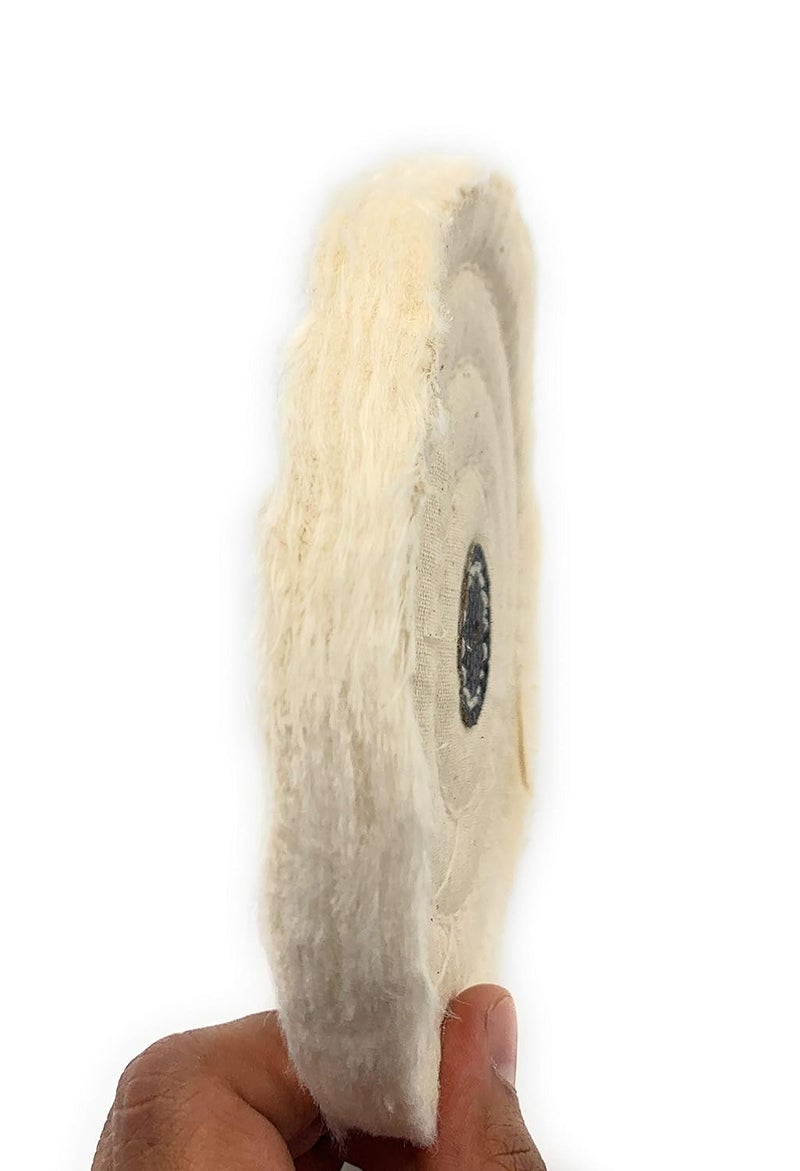 Aone عجلة تلميع قماش موسلين أبيض 6"x50 مطوية مجموعة عجلات تلميع مع محور جلد من 2 و Dialux أحمر للتلميع والتشطيب للذهب والفضة والمعادن لصناعة المجوهرات وصناعة الساعات والحرف اليدوية لطاحونة العمل - Image 3