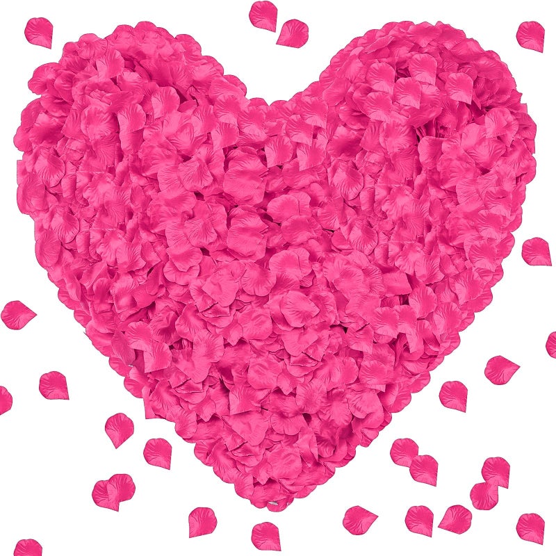 enttgo 1000 Pieces Artificial Silk Rose Petals Flower Decoration Wedding Party (Rose Red) - Image 1