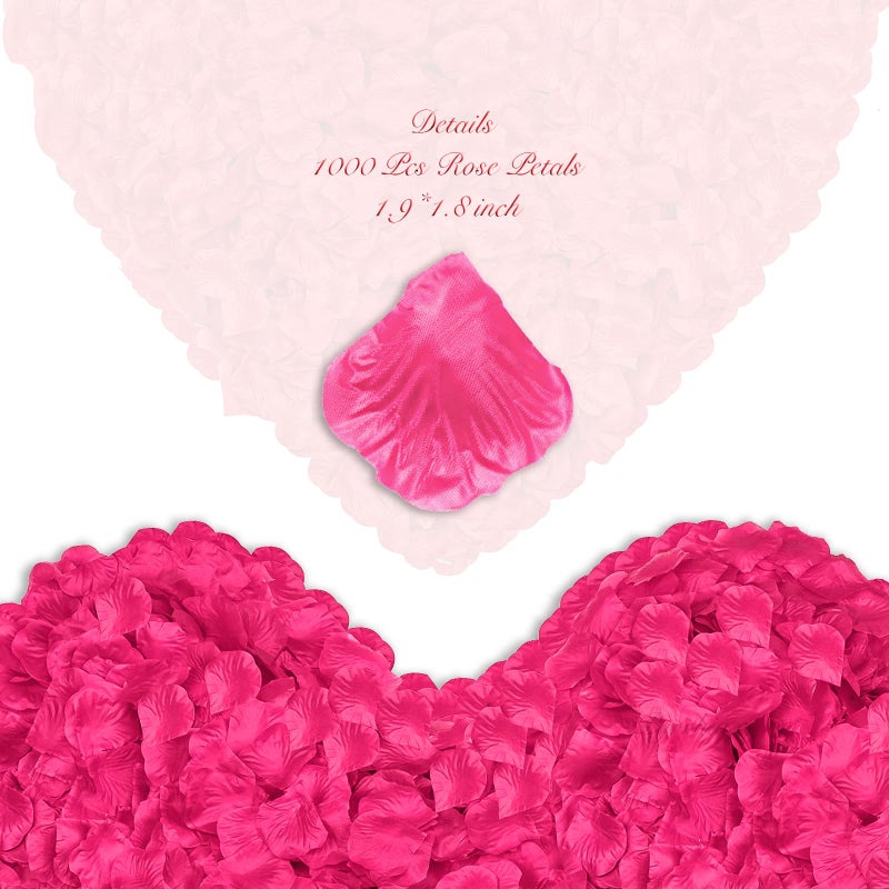 enttgo 1000 Pieces Artificial Silk Rose Petals Flower Decoration Wedding Party (Rose Red) - Image 2