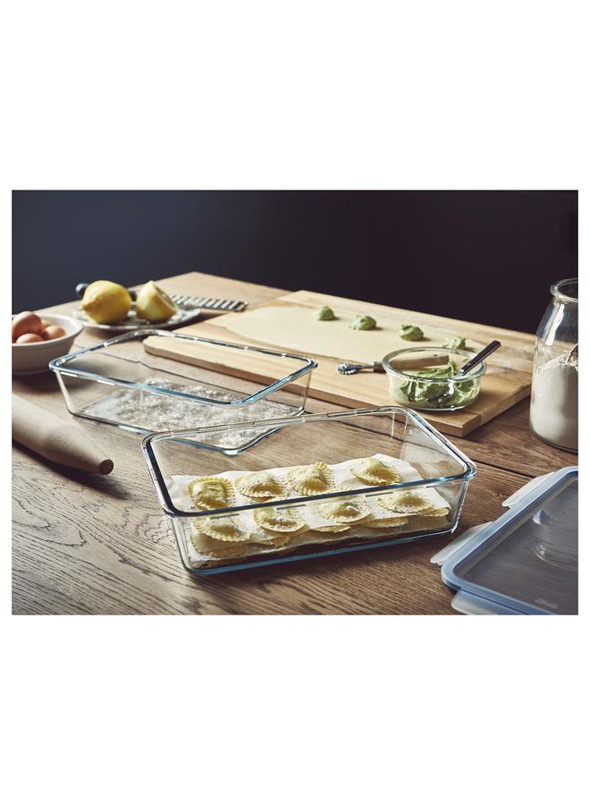 زبون علبة طعام مع غطاء، مستطيلة/زجاج بلاستيك، 3.1 لتر - Image 2