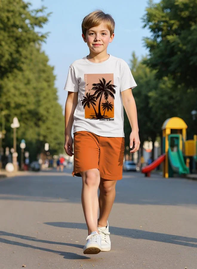 Take Two  Boys Tropical Graphic Print T-Shirt And Shorts Set for Men | Best Price UAE