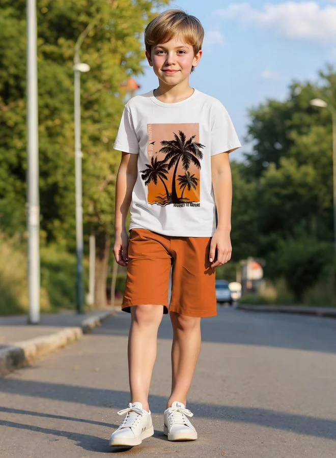 Take Two  Boys Tropical Graphic Print T-Shirt And Shorts Set for Men | Best Price UAE