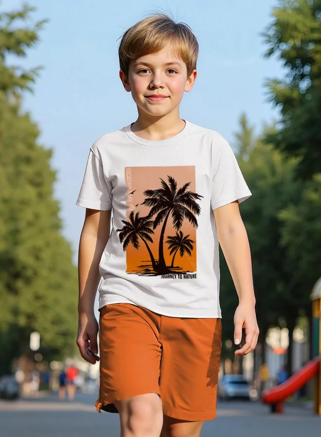 Take Two  Boys Tropical Graphic Print T-Shirt And Shorts Set for Men | Best Price UAE